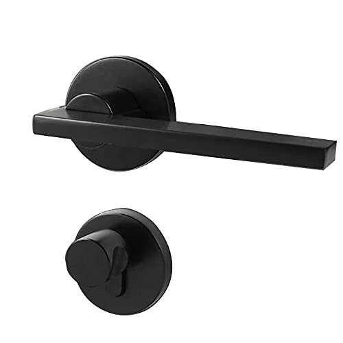 PGPGP Robuste Eingangstürknöpfe und -hebel aus satiniertem Nickel mit Schloss und Schlüssel – Sichtschutz-Türschlösser for Schlafzimmer und Badezimmer(Black) von PGPGP