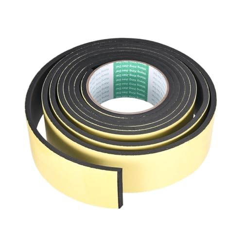 PGPGP Schwarzer Dichtungsstreifen aus Gummischwamm for Türen und Fenster – wasserdichtes, schalldichtes, selbstklebendes EVA-Schaumband zur Isolierung/Abdichtung(2m X 25mm X 10mm) von PGPGP