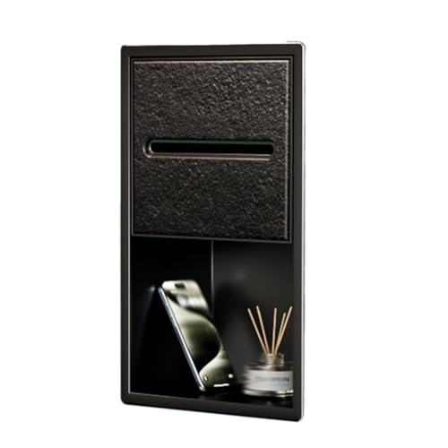 PGPGP Taschentuchbox-Halter aus Edelstahl for die Duschnische – Großes Fassungsvermögen for die Aufbewahrung im Badezimmer, Keine Fliesen erforderlich for Duschutensilien(Black+Black) von PGPGP