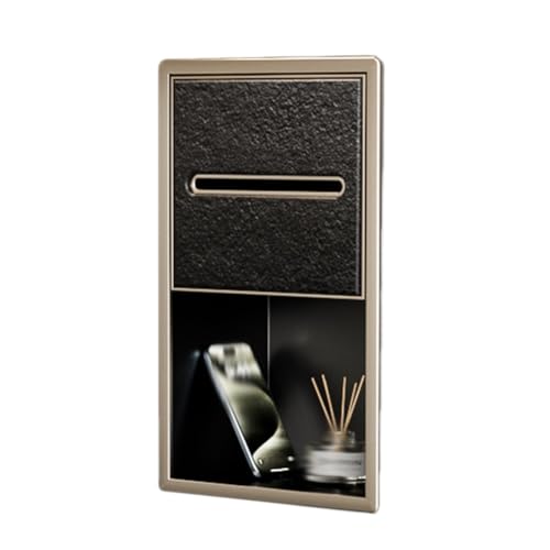 PGPGP Taschentuchbox-Halter aus Edelstahl for die Duschnische – Großes Fassungsvermögen for die Aufbewahrung im Badezimmer, Keine Fliesen erforderlich for Duschutensilien(Black+Gold) von PGPGP