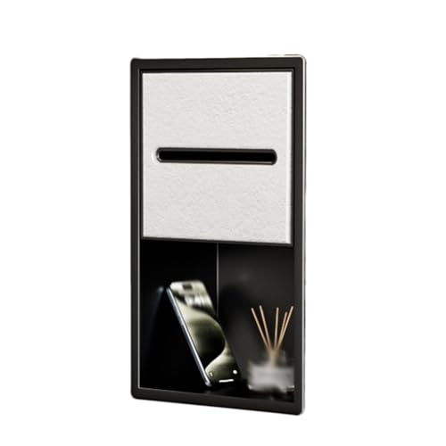 PGPGP Taschentuchbox-Halter aus Edelstahl for die Duschnische – Großes Fassungsvermögen for die Aufbewahrung im Badezimmer, Keine Fliesen erforderlich for Duschutensilien(White+Black) von PGPGP