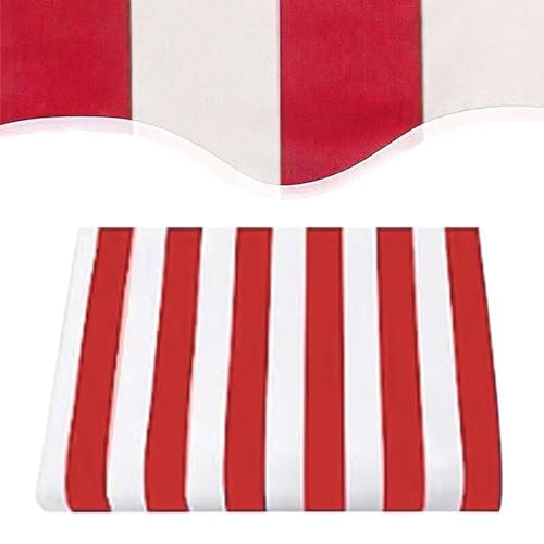 Strapazierfähiger Ersatzstoff for einziehbare Markisen mit Streifen – wasserdichtes Sonnenschutzdach aus Polyester for die Terrasse im Freien(Red,600x300cm) von PGPGP