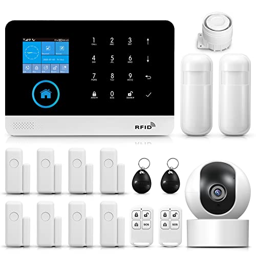 PGST GSM/WiFi Alarmanlagen Komplettsystem, Alarmanlage Haus mit Alarmsirene, Fensteralarm/Türalarm, Bewegungsmelder, Fernbedienung,Echtzeit App Push, Beliebig Erweiterbar- funktioniert mit Alexa von PGST