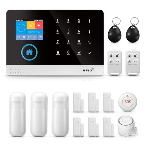 PGST Alarm Security Kit, 16-teiliger Alarmanlage Set mit Wi-Fi und GSM, PIR-Sensor, Tür- und Fenstersensoren, Fernbedienungen, Kompatibel mit Alexa, Anwendbar auf Wohnung, Garage, Büro (2,4GHz WLAN) von PGST