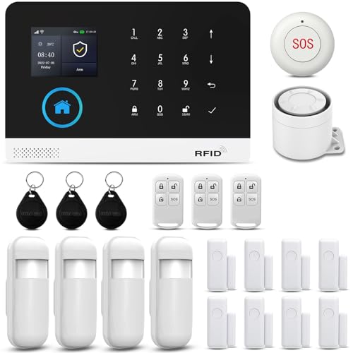 PGST Alarmanlage Haus 22 Stück, 4G/WiFi(2.4GHz) Smart Alarm System mit fürs Home Security, Echtzeit App Push, Beliebig Erweiterbar- funktioniert mit Alexa, für Tür Fenster, Wohnmobil, Wohnung,Garage von PGST