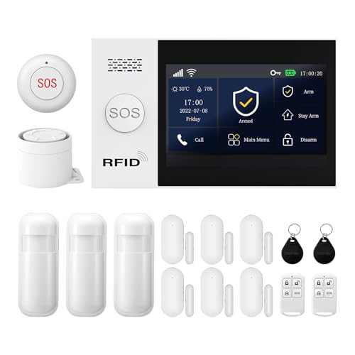 PGST Alarmanlage WiFi + 4G GSM Modul mit Alarmsirene Alarm System mit Bewegungssensoren und Funksirene - Bewegungsmelder mit Alarm - Alarmanlage Haus-Alarmanlage Wohnung,Wohnmobil von PGST
