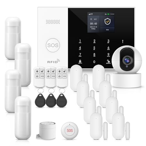 PGST Alarmanlagen Set - GSM 2G/WLAN Alarmsystem mit SMS Alarmierung etc.Alarmanlagen fürs Haus Büro inkl. Zubehör und Sensoren von PGST