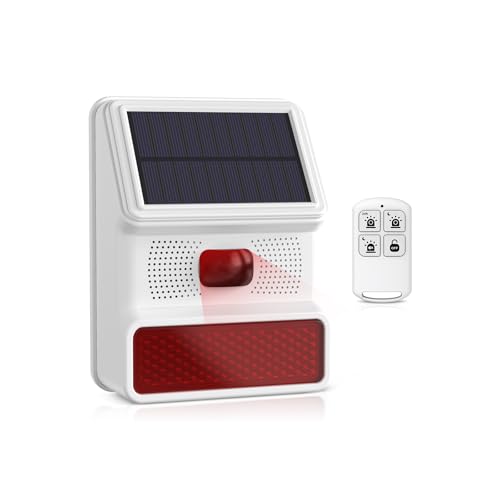 PGST Solar Outdoor Bewegungsmelder Alarm IP65 Wasserdicht 120db Laute Sirene Lampe 3 Arbeitsmodi Stroboskoplicht mit 1 Fernbedienung PGST Solar Outdoor Bewegungsmelder Alarm IP65 Wasserdicht 120db Laute Sirene Lampe 3 Arbeitsmodi Stroboskoplicht mit 1 Fernbedienung von PGST