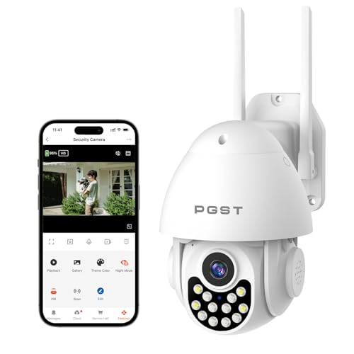 PGST Überwachungskamera Aussen Kamera Überwachung Aussen 2,4 Ghz WLAN IP Kamera Outdoor Außenkamera Kabel 360°PTZ Videoüberwachung Aussen Camera Dome Homekit mit Automatischer Verfolgung von PGST
