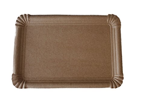 250 Pappteller 16 x 23 cm eckig natur braun Imbiss Einweg Grill Kuchen biologisch abbaubar von PGV