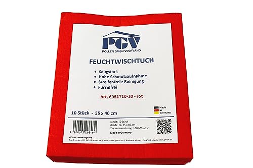 PGV Wischtücher - Aufwaschlappen 35 x 40 cm (ROT, 10 Stück) von PGV