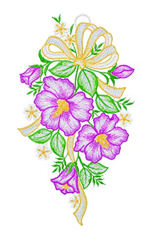 Plauener Spitze Fensterbild "Malve" farbig 16 x 22 cm Fensterdeko Fensterschmuck Bilder Handarbeit Deko Fenster Plauener Spitze Fensterbild "Malve" farbig 16 x 22 cm Fensterdeko Fensterschmuck Bilder Handarbeit Deko Fenster von PGV