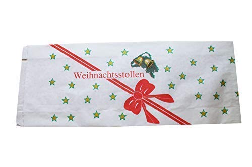 Stollenbeutel Papier Pergaban Motiv: "ROTE SCHLEIFE" (20 + 7 x 46 cm, 100 Stück) von PGV
