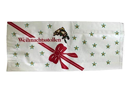 Stollenbeutel Papier Pergaban Motiv: "ROTE SCHLEIFE" (20 + 7 x 52 cm, 10 Stück) von PGV