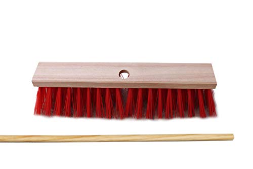 Straßenbesen Hofbesen ELASTON ROT mit Stielloch INKLUSIVE Stiel (5 Stück, 40 cm) von PGV