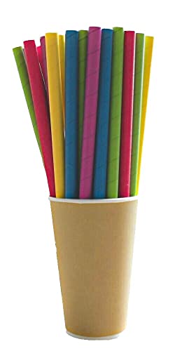 Trinkhalme Papier Einweg-Strohhalme farbig bunt "Cocktail" - 24 cm (100 Stück) von PGV