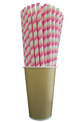 Trinkhalme Papier Einweg-Strohhalme gestreift "ROSA" - 24 cm (200 Stück) von PGV