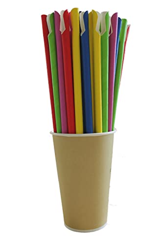 Trinkhalme Papier mit Löffel Einweg-Strohhalme farbig bunt "Löffelhalm" - 24 cm (100 Stück) von PGV