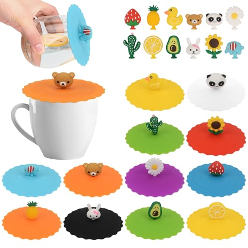 12 Stück Silikon Glasabdeckung Trinkglas Deckel, 10cm Anti Staub Silikondeckel für Gläser, Glas Becher Deckel für Trinkgläser, Wasserbecher, Weingläser, Kaffeebecher, Zuhause und Im Freien von PGonline