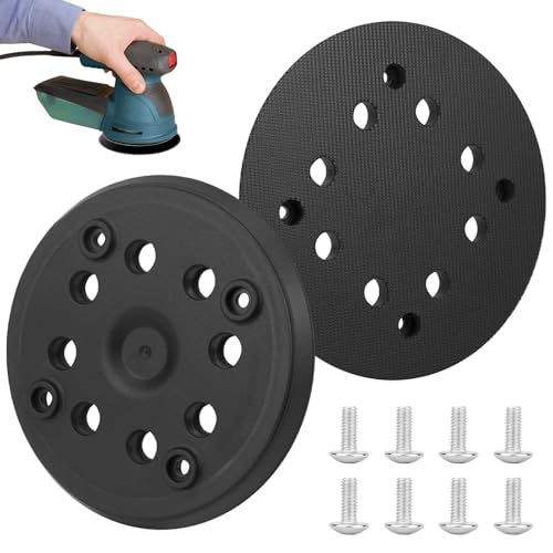 2 Stück Klett-Schleifteller 125 mm, Schleifteller Exzenterschleifer mit Hook und Loop 8 Löcher und 4 Augen, Schleifplatte Kompatibel mit Bosch Exzenterschleifer PEX 270 A und PEX 270 AE, mit Schrauben von PGonline