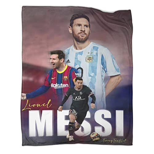 PGtaa Decke 60x80inch(150x200cm) Kuscheldecken Sanft Flanell Weich Fleecedecke Bettüberwurf Football Star Lionel Messi von PGtaa