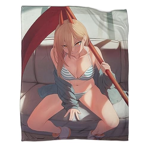 PGtaa 40x50inch(100x130cm) Decke - Anime Chainsaw Man Cartoon Fleecedecke,Kaschmir-Gefühl Kuscheldecke Geeignet Für Bett Oder Sofa von PGtaa