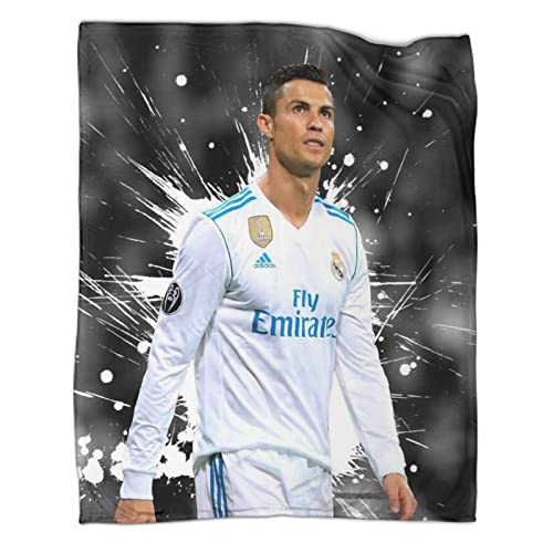 PGtaa 40x50inch(100x130cm) Decke - Football Superstar Cristiano Ronaldo Fleecedecke,Kaschmir-Gefühl Kuscheldecke Geeignet Für Bett Oder Sofa von PGtaa