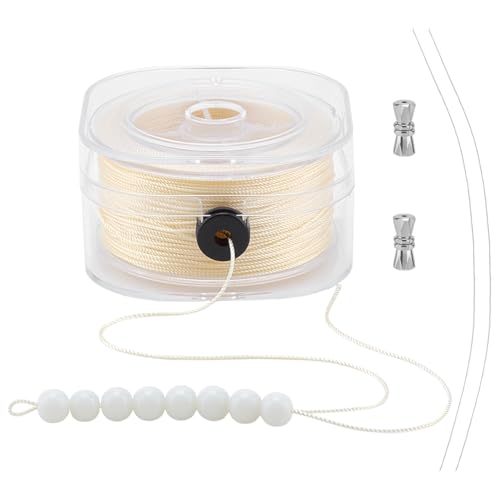 PH PandaHall 0.8mm Perlengarn 70m String für Armbänder Sewing String Cord Saatperlenfaden mit Aufbewahrungsbox für Sicken Weben Armbänder Schmuckherstellung Leder nähen, gelb von PH PandaHall