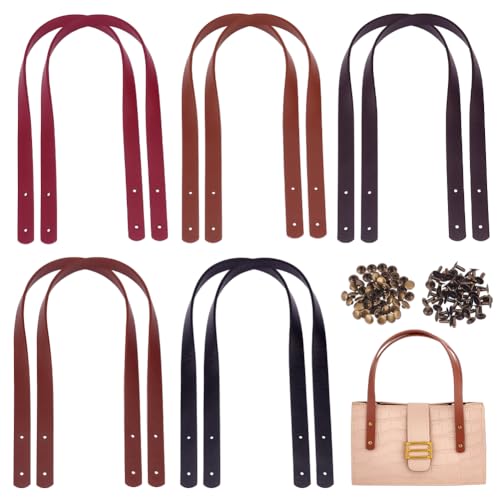 PH PandaHall 10 Stück 5 Farben Ledertaschengriffe 23.6 Zoll Ledertaschengurte Mit Nieten Ersatzgriffe Für DIY Handtaschen Häkeltasche von PH PandaHall