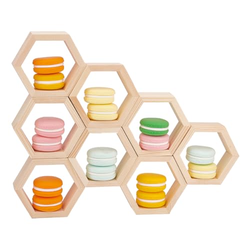 PH PandaHall 10 Stück Waben Cupcake Ständer Wabenregale Sechseckige Kuchen Display Halter Schwimmendes Holz Tischschild Mit 30 Stück Klebeband Für Babyparty Geburtstagsfeier von PH PandaHall