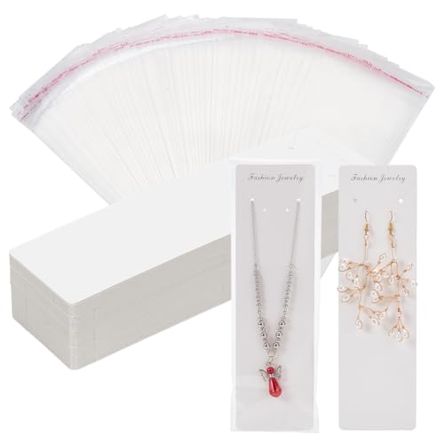 PH PandaHall 100 Stück Lange Halsketten Displaykarten Mit 100 Stück Transparenten Selbstklebenden Beuteln Weiße Schmuck Display Karten Papier Hängekarten Halsketten Halter Bastel Organizer Verpackung PH PandaHall 100 Stück Lange Halsketten Displaykarten Mit 100 Stück Transparenten Selbstklebenden Beuteln Weiße Schmuck Display Karten Papier Hängekarten Halsketten Halter Bastel Organizer Verpackung von PH PandaHall