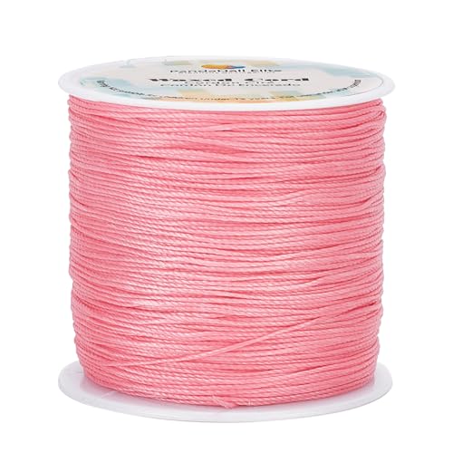 PH PandaHall 115 Yards 1mm gewachste Polyesterkordel, rosa Wachsschnur gewachstes Perlenfaden Garn für DIY Armbänder, Halsketten, Traumfänger, Schmuckherstellung, Nähen, Makramee von PH PandaHall