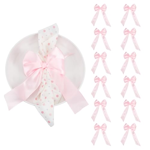 PH PandaHall 12 Stück Rosa Schleifenband Schleifen-Serviettenring Fliege Kerzenhalter-Dekoration Geschenkverpackung Satin-Schleifen Serviettenhalter für Party-Tischdekoration Hochzeit Geburtstag PH PandaHall 12 Stück Rosa Schleifenband Schleifen-Serviettenring Fliege Kerzenhalter-Dekoration Geschenkverpackung Satin-Schleifen Serviettenhalter für Party-Tischdekoration Hochzeit Geburtstag von PH PandaHall