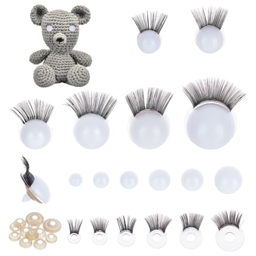 PH PandaHall 12 Stück Weiße Sicherheitsaugen Mit Wimpern Häkelaugen 6 Größen Tierauge Kunststoffhandwerksauge Mit Unterlegscheibe Für Amigurumi Plüschhäkelhandwerk Dekoration 12/14/16/18/20/24mm PH PandaHall 12 Stück Weiße Sicherheitsaugen Mit Wimpern Häkelaugen 6 Größen Tierauge Kunststoffhandwerksauge Mit Unterlegscheibe Für Amigurumi Plüschhäkelhandwerk Dekoration 12/14/16/18/20/24mm von PH PandaHall