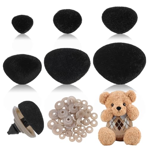 PH PandaHall 120 Stück Beflockte Sicherheitsnasen 6 Größe Stofftier Dreieck Nase Kunststoff Sicherheitsnasen Bulk Craft Nase Mit Unterlegscheiben Für Amigurumi Plüsch Handwerk Häkeln 11-29mm Schwarz PH PandaHall 120 Stück Beflockte Sicherheitsnasen 6 Größe Stofftier Dreieck Nase Kunststoff Sicherheitsnasen Bulk Craft Nase Mit Unterlegscheiben Für Amigurumi Plüsch Handwerk Häkeln 11-29mm Schwarz von PH PandaHall