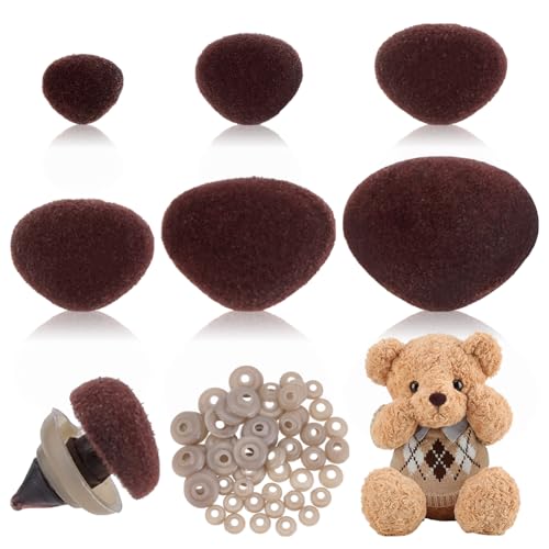 PH PandaHall 120 Stück Beflockte Sicherheitsnasen Dreieckige Nase 6 Größe Sicherheitsnasen Aus Kunststoff Bastelnase Mit Unterlegscheiben Für Amigurumi Plüschbasteleien Stofftiere 11-29mm Braune PH PandaHall 120 Stück Beflockte Sicherheitsnasen Dreieckige Nase 6 Größe Sicherheitsnasen Aus Kunststoff Bastelnase Mit Unterlegscheiben Für Amigurumi Plüschbasteleien Stofftiere 11-29mm Braune von PH PandaHall
