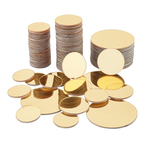 PH PandaHall 120 Stück Goldene Runde Spiegel Zum Basteln Selbstklebende Spiegelfliesen Aus Acryl 3 Größen Kleine Spiegelkreise Für Bastelarbeiten Kunst DIY Projekte Rahmen Osterdekoration von PH PandaHall