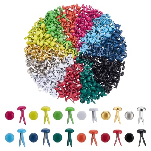 PH PandaHall 1200 STÜCK Mini Brads Befestigungselemente 12 Farbe Flache Runde Papierverschlüsse Metall Scrapbooking Brads Eisen Pastell Brads Für Kunsthandwerk Schule DIY Handwerksprojekte Dekoration von PH PandaHall