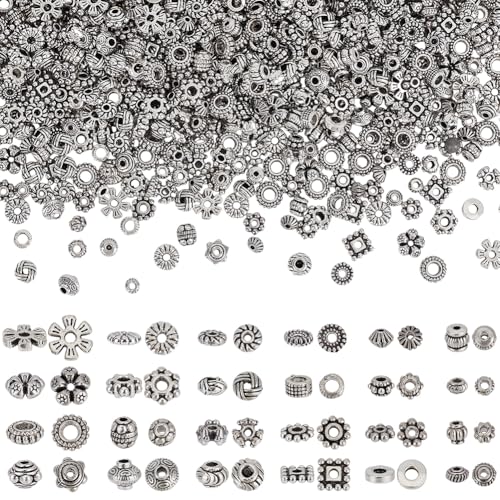 PH PandaHall 1200 Stück 24 Stile Antiksilber Abstandsperlen Tibetische Legierungsröhre Schneeflocken Abstandshalter Perlen Blumen Rondelle Kleine Lose Perlen Für Die Herstellung von Armbändern PH PandaHall 1200 Stück 24 Stile Antiksilber Abstandsperlen Tibetische Legierungsröhre Schneeflocken Abstandshalter Perlen Blumen Rondelle Kleine Lose Perlen Für Die Herstellung von Armbändern von PH PandaHall
