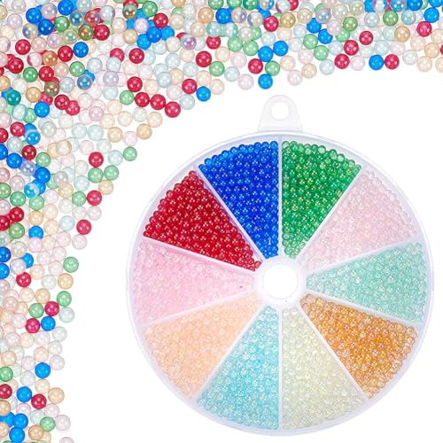 PH PandaHall 130 g Harz-Blasenperlen 3,5 mm Wassertropfen-Perlenfüller 10 Farben Glas-Blasenperlen Bunte Mini-Rundperlen ohne Loch für Nagelkunst-Basteleien, DIY-Harzformen, Füllmaterial von PH PandaHall