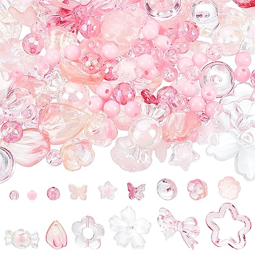 PH PandaHall 15 Stile Rosa Perlen Charms, 50g Acrylperlen 50 Stück Glasanhänger Blumen Schmetterling Perlen Lose Perlen für Valentinstag Armbänder Halsketten Schmuck Weihnachten Brustkrebs PH PandaHall 15 Stile Rosa Perlen Charms, 50g Acrylperlen 50 Stück Glasanhänger Blumen Schmetterling Perlen Lose Perlen für Valentinstag Armbänder Halsketten Schmuck Weihnachten Brustkrebs von PH PandaHall