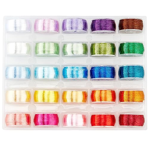 PH PandaHall 1600 ~ 1900 Yards Polyester Perlenfaden 0,1 mm Bunte Handwerk Schnur 10 Farben Hochglanz Einstrangfaden Polyester Schnur Schnur für Haarschmuck Makramee Handwerk Schmuck Herstellung von PandaHall