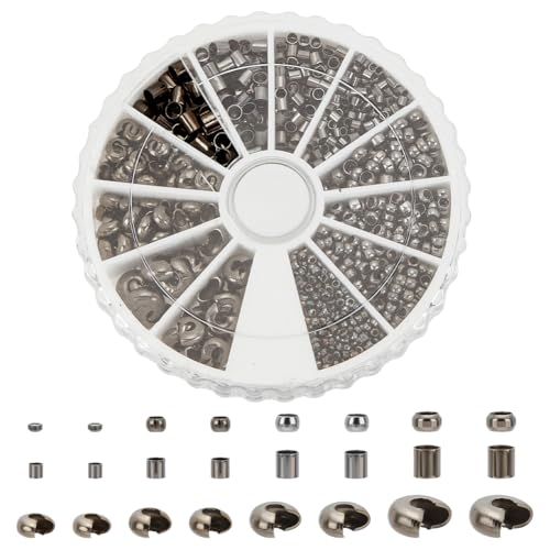 PH PandaHall 1645 Stück 1.5~3mm Messingrohr Quetschperlen 3~5mm Quetschperlen Knotenabdeckungen 1.2~3mm Crimps Stopper Für Halsketten Schmuck DIY Handwerk Metallgrau PH PandaHall 1645 Stück 1.5~3mm Messingrohr Quetschperlen 3~5mm Quetschperlen Knotenabdeckungen 1.2~3mm Crimps Stopper Für Halsketten Schmuck DIY Handwerk Metallgrau von PH PandaHall