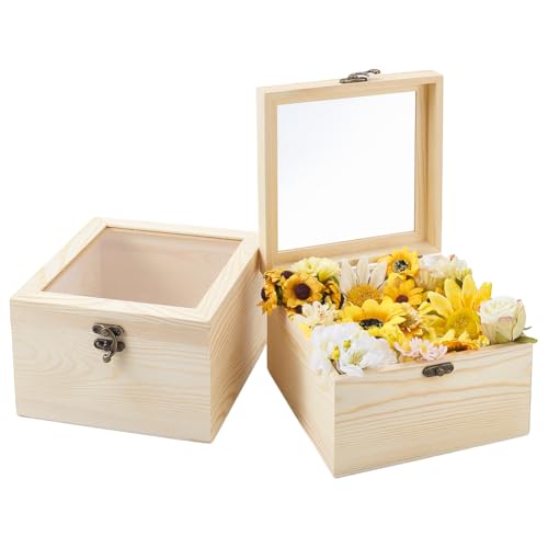 PH PandaHall 2 Stück 18x18x11.4cm Holzbox Mit Glasdeckel Unvollendete Holzvitrine Mit Klappdeckel Für DIY Bastelarbeiten Sammlerstücke Schmuck Geschenke Zuhause PH PandaHall 2 Stück 18x18x11.4cm Holzbox Mit Glasdeckel Unvollendete Holzvitrine Mit Klappdeckel Für DIY Bastelarbeiten Sammlerstücke Schmuck Geschenke Zuhause von PH PandaHall