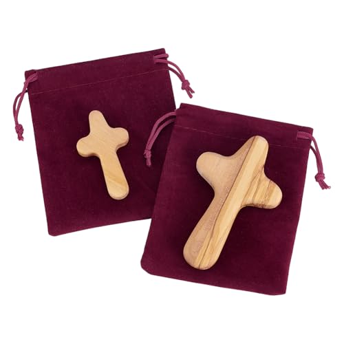 PH PandaHall 2 Stück 6.4cm /10cm Holz Handkreuz Handgebet Holz Taschenkreuze Massives Holzkreuz Für Ostern Zuhause Hochzeiten Party Dekoration von PH PandaHall