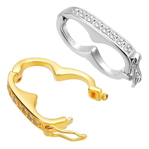 PH PandaHall 2 Stück 925 Halsketten Verkürzer Aus Sterlingsilber Zirkonia Infinity Shortener Enhancer Verschluss Mini Perlenverbinder Für Armbänder Schmuckherstellung Golden/Silber von PH PandaHall