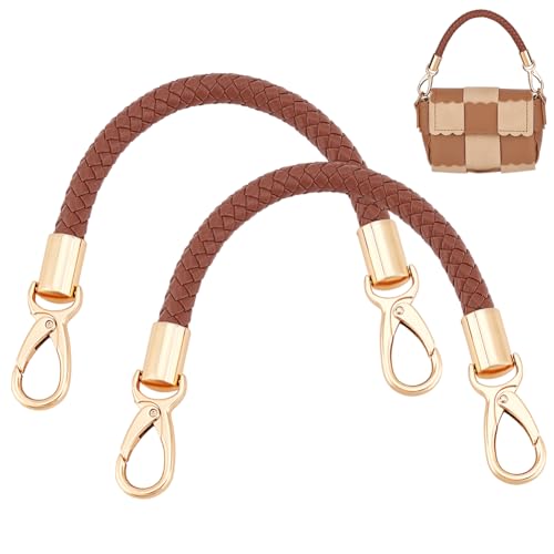 PH PandaHall 2 Stück Browne Geflochtene Taschengurte Aus PU Leder Für Handtaschengriffe 32cm Kurzer Taschengriff Ersatz Schultergurt Für Handtaschen Mit Verschlüssen Für Die Herstellung von Tasche von PH PandaHall