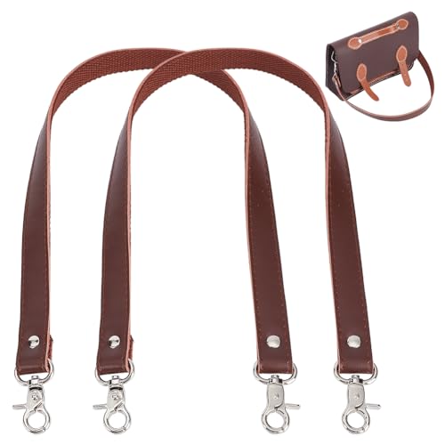 PH PandaHall 2 Stück Browne Ledertaschengriffe 60cm Großer Geldbeutelgurt Aus Rindsleder Schultertaschengurt Breiter Taschengurt Mit Silbernen Schnallen Für Handtasche Schultertasche von PH PandaHall