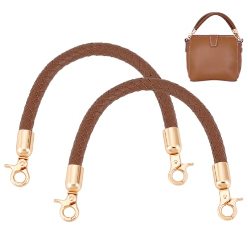 PH PandaHall 2 Stück Geflochtene Handtaschengriffe 30cm Geldbörsengurte Browner Taschengriff Ersatz Taschengurt Aus Leder Kurzer Handtaschengurt Mit Goldener Schnalle Für Häkeltasche Unterarmtasche von PH PandaHall