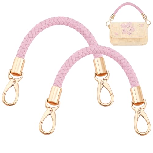 PH PandaHall 2 Stück Geflochtene Taschenriemen 12.6 Zoll Rosa Taschengriff Ersatz Leder Taschengurt Für DIY Unterarmtasche Schultertasche Tote Häkeltasche von PH PandaHall